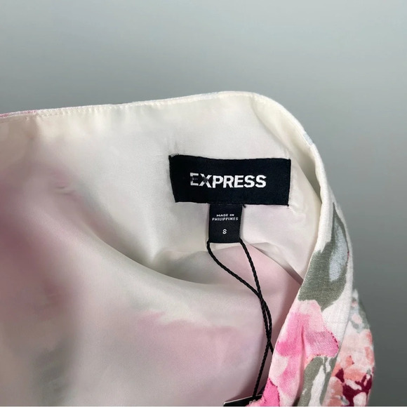 Express High Waisted Floral Asymmetrical Ruffle Mini Skirt - Picture 8 of 9